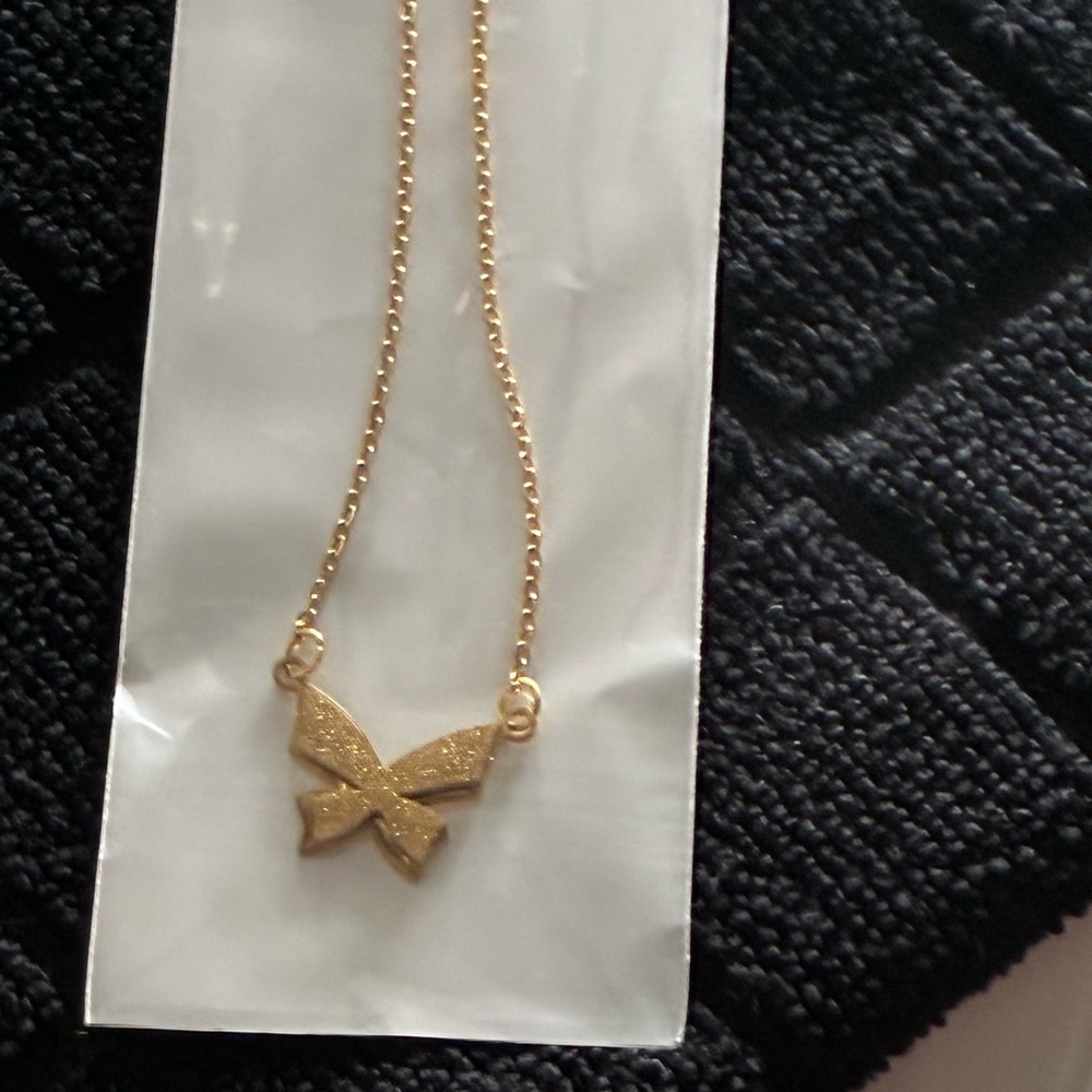 Gold plated stainless steel Butterfly charm necklace NWT